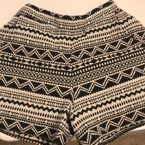 Black and white design shorts.